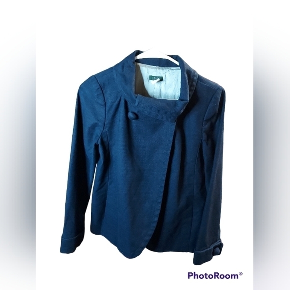 J.Crew ottoman Aubrey swing jacket closes 2 large button at neck lined navy - Picture 11 of 16